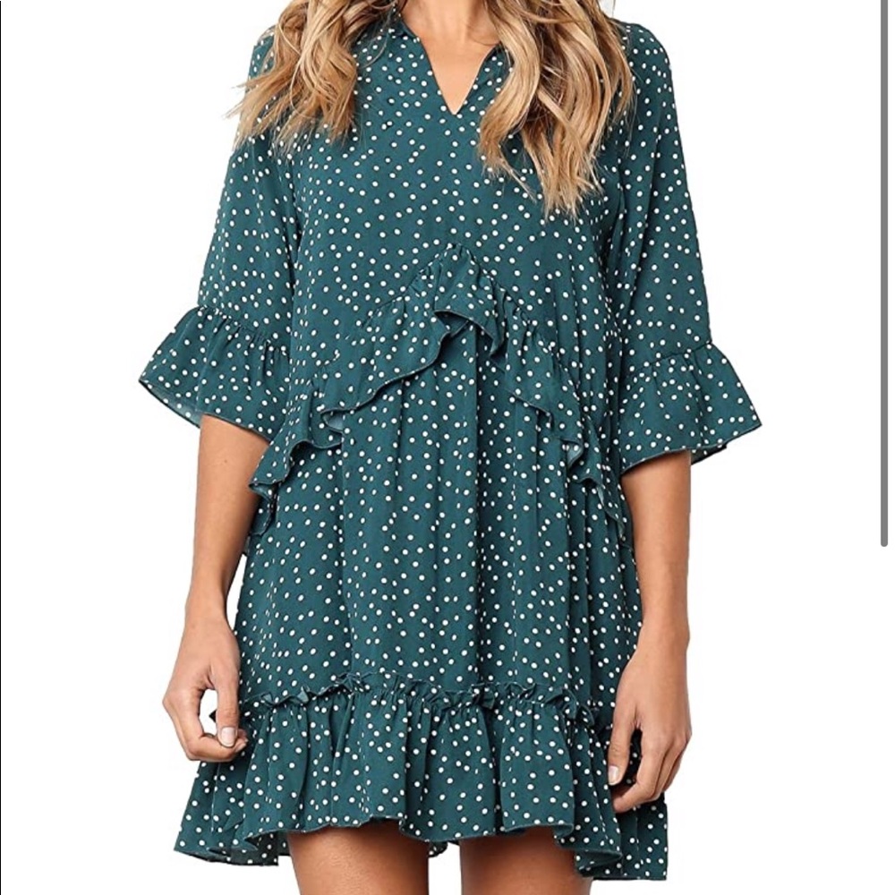 Green Polka dot dress